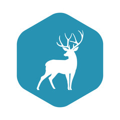 Deer icon. Hunting season. Beautiful horned animal. Vector illustration in simple flat style isolated on white background for design and web.