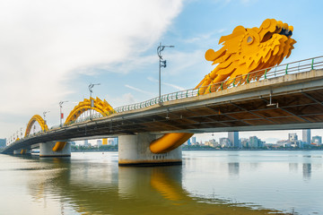 Awesome view of the Dragon Bridge in Da Nang, Vietnam
