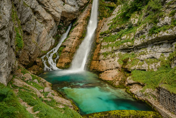 Fototapeta na wymiar waterfall savica slovenia