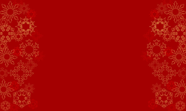  Vector background with snowflakes pattern in gold on red
