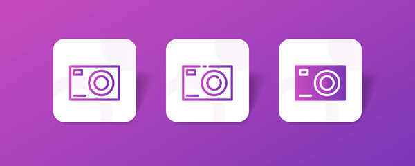 camera outline and solid icon in smooth gradient background button