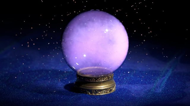 Magic ball of divination, magical practice. Glowing fortunetelling. Witchcraft.