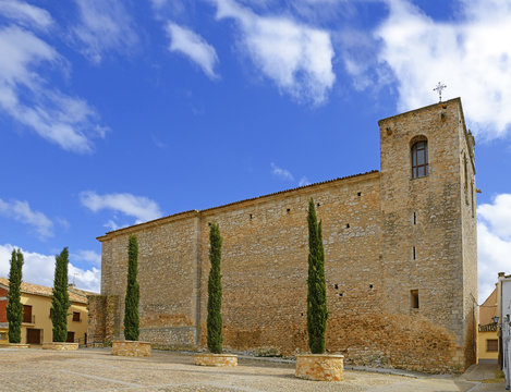 Church of San Juan Bautista of Alarcon. Alarcon is old village in the province of Cuenca, Castilla la Mancha. Tourists very famous and visited place. Spain