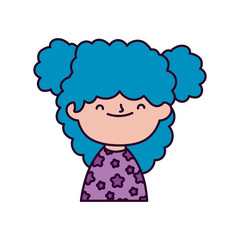 smiling cute little girl blue hair on white background