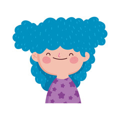 Obraz premium smiling cute little girl blue hair on white background