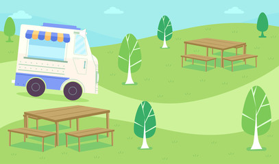 Food Truck Roam Park Illustration