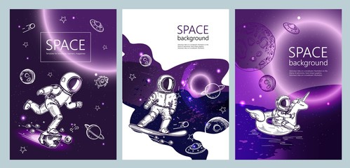 Set of space banners. Template for brochures, banners, magazines, posters, flyers.