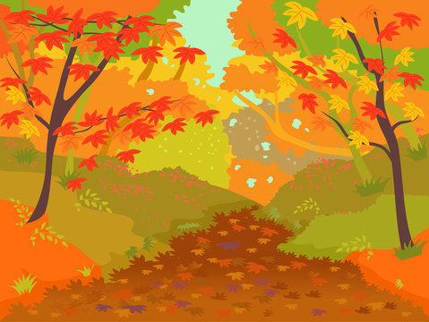 Autumn Forest Path Illustration