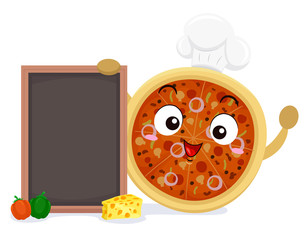 Mascot Pizza Chef Board Illustration