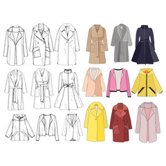 women's clothing, coat with a sketch, set, collection