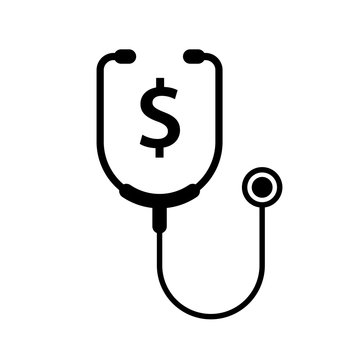 Healthcare costs black icon. Clipart image isolated on white background