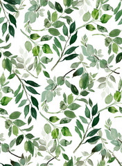 Seamless watercolor pattern with branches.