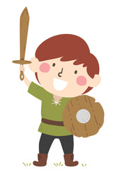 Kid Boy Page Apprentice Wooden Sword Shield