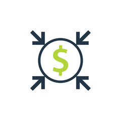 Reduce costs outline icon. Clipart image isolated on white background