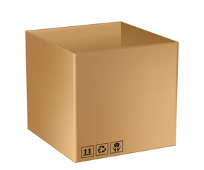 Pudełko kartonowe na białym tle. Przesyłka kurierska