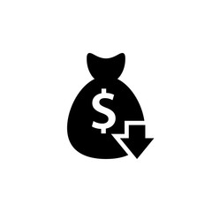 Reduce costs silhouette icon. Clipart image isolated on white background