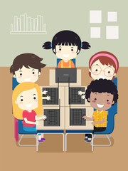 Kids Computer Class Laptop Illustration