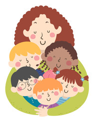 Kids Teacher Hug Illustration