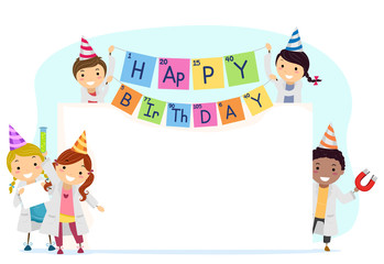 Stickman Kids Science Theme Board Illustration