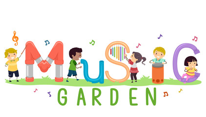 Stickman Kids Music Garden Illustration