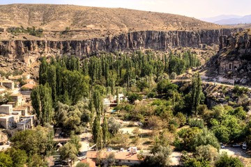 Panoramic view on Ihlara Valley in Cappadocia, Turkey