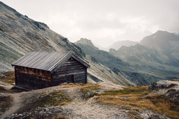 View of beautiful moody landscape in the Alps.