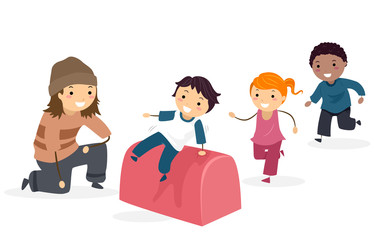 Stickman Kids Parkour Instructor Illustration