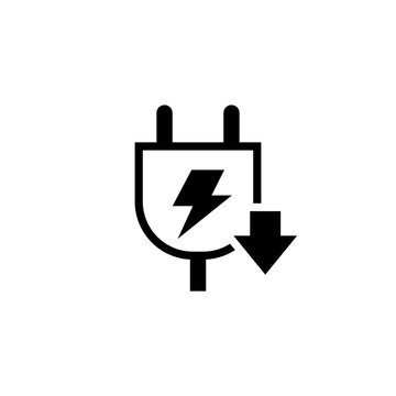 Energy reduction black icon. Clipart image isolated on white background