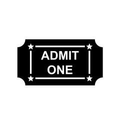 Admit one ticket silhouette icon. Clipart image isolated on white background