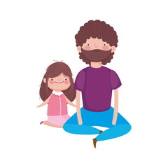 dad and daughter sitting characters