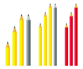 Cartoon flat style pencil icon shape. Education write logo symbol sign. Pen silhouette. Vector illustration image. Isolated on white background.