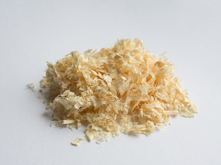 wood shavings -  filler for rodent cells, isolated on a white background