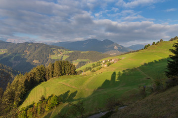 The valley of the town of La Vall in the Italian Dolomites