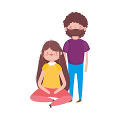 couple , woman sitting man standing on white background