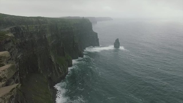 Cliffs Of Moher, Ireland. Dramatic footage of a windy day on the Irish coast.