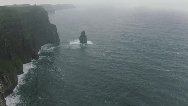 Cliffs Of Moher, Ireland. Dramatic footage of a windy day on the Irish coast.