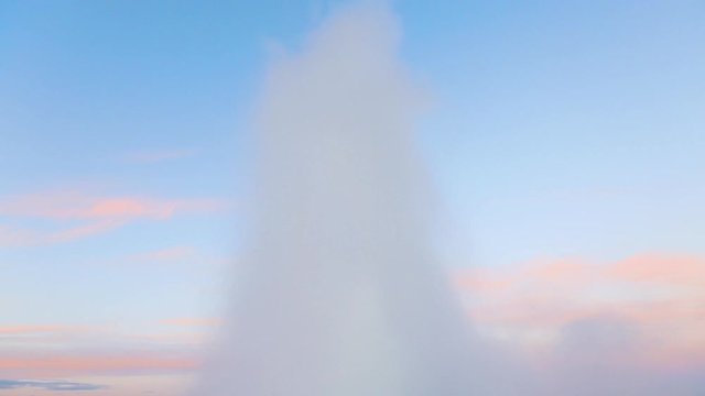 Amazing footage of Strokkur geyser in morning. Location place Geyser Park, Haukadalur valley, Iceland.