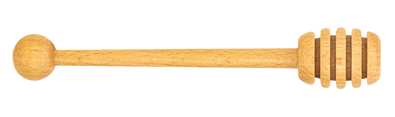 wooden honey stick isolated on white background