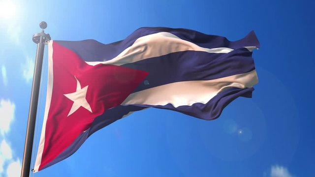 Cuba animated flag in the wind with blue sky in the background, green screen, blue screen or isolated background and the flag on the full background, all in one animated flag pack.