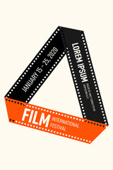 Movie and film poster design template background vintage retro style