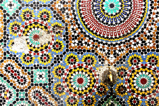 Beautiful mosaic wall with beautiful pattern