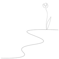 Flowers background, continuous line drawing vector illustration