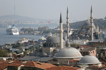 Naklejka na ściany i meble Istanbul, Turkey. View of Golden Horn bay and Bosporus strait