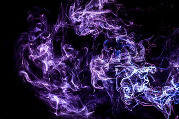 Dym tworzący abstrakcyjne kolorowe kształty na czarnym tle. Przepływ i ruch energii abstrakcyjny obraz. - obrazy, fototapety, plakaty