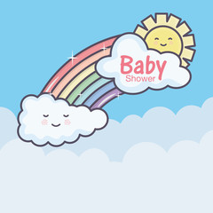 baby shower cartoon rainbow clouds sun sky