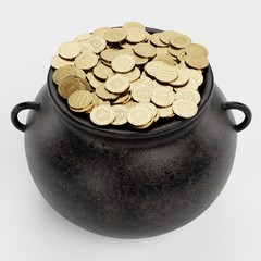 Realistic 3d Render of Pot with Money