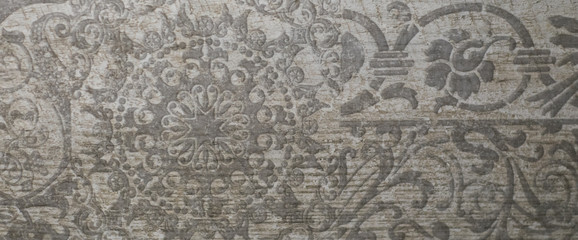 gray kitchen ceramic tile with abstract floral mosaic pattern