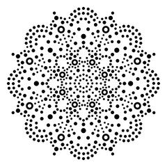 Australian Dot art vector mandala, traditional Aboriginal dot painting design, indigenous decoration from Australia in black on white background