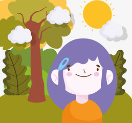 smiling little girl in the park nature outdoors