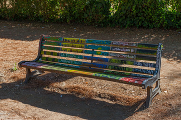 Colorful bench in Rome Italy